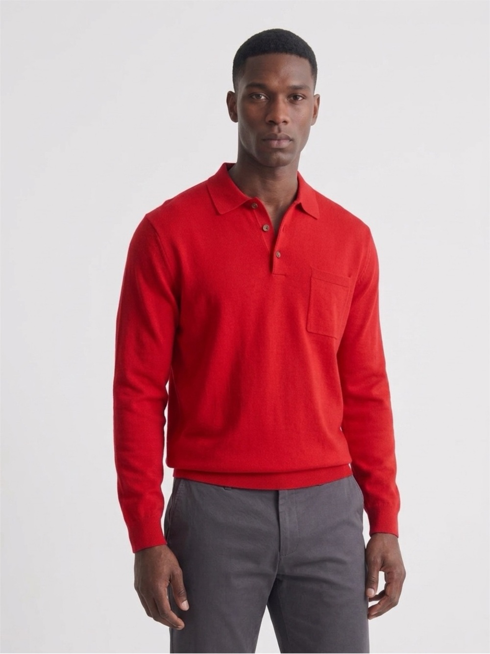 Tommy Hilfiger Mens Sweater Vintage Christmas Lambs Wool Red Polo Collar Sz L